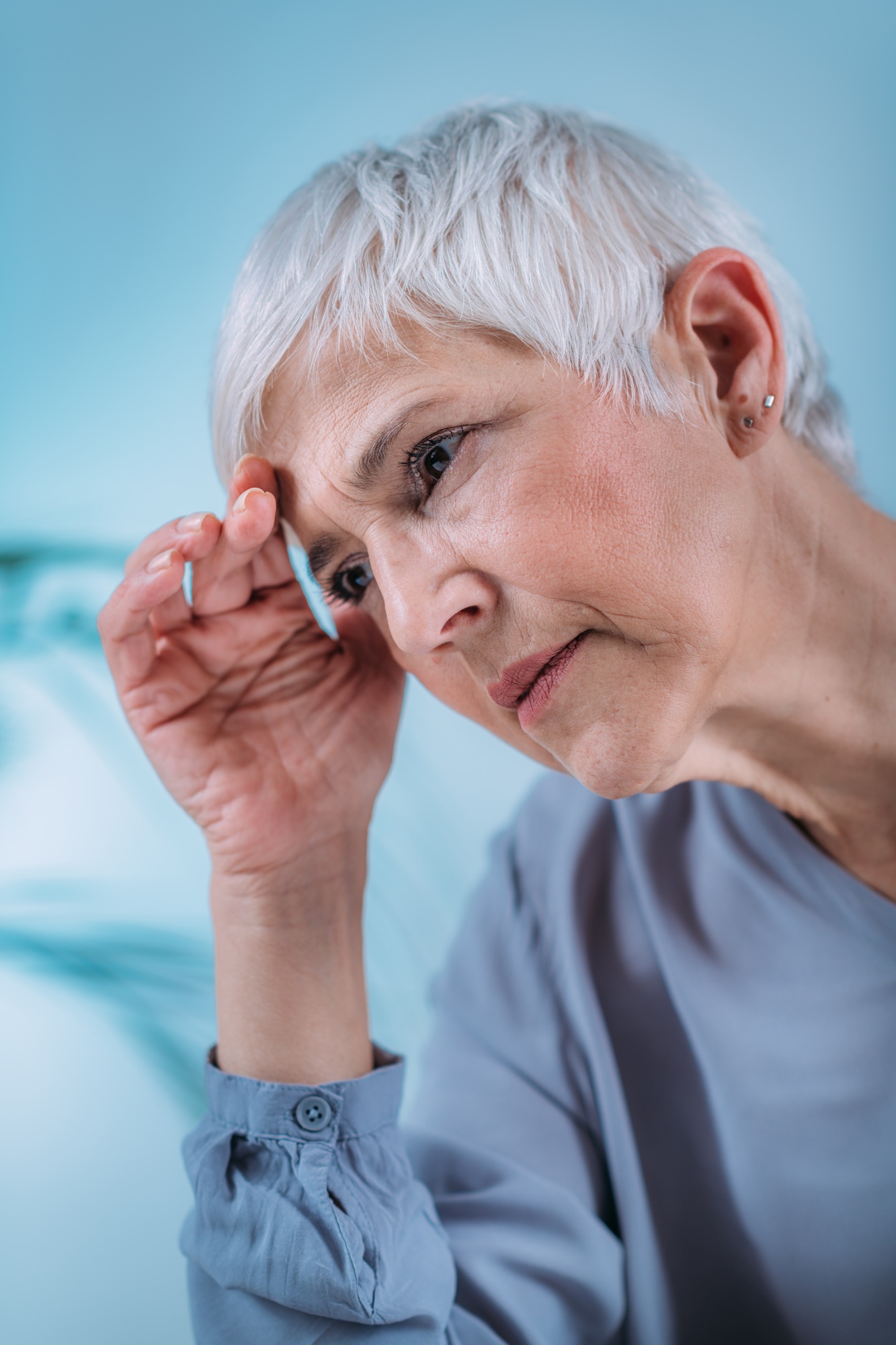 Vertigo. Senior Woman Suffering From Vertigo Dizziness.